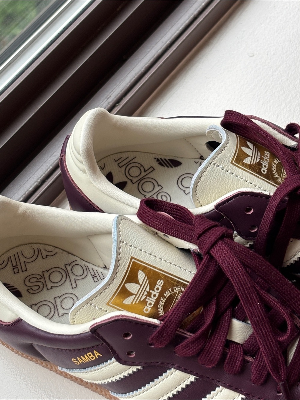 adidas Maroon and White Retro Sneakers with Gum Sole - Picture 6 of 8